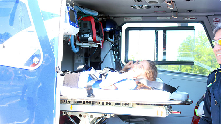 participant in an ambulance during training session